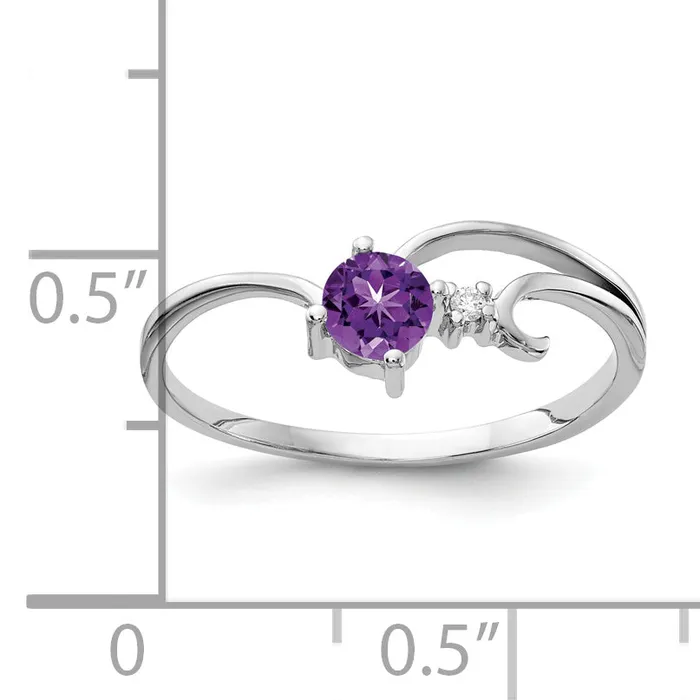 Rings Goldia Solid 14k White Gold 4mm Simulated Amethyst VS CZ Ring