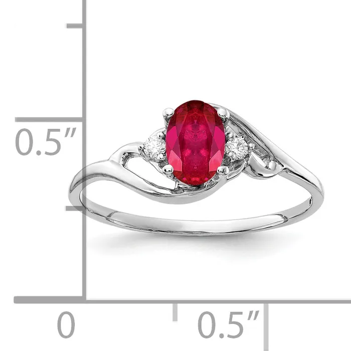 Rings Goldia Solid 14k White Gold 6x4mm Oval Simulated Ruby AA CZ Ring