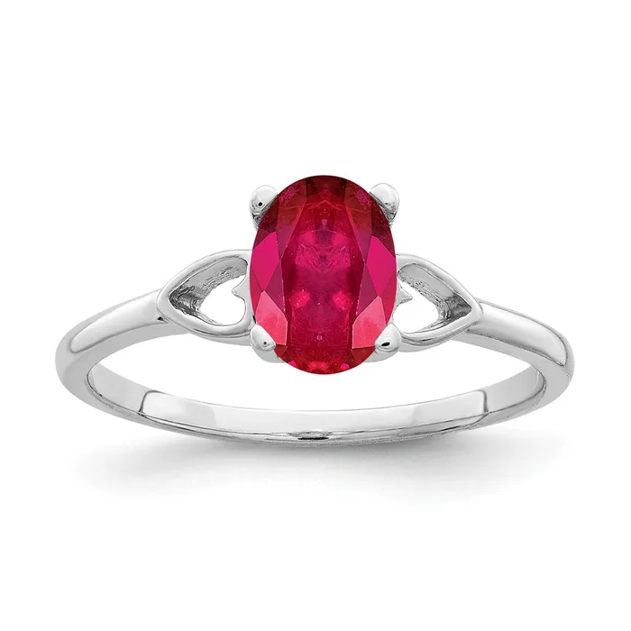 Rings Goldia Solid 14k White Gold 7x5mm Oval Simulated Ruby Ring