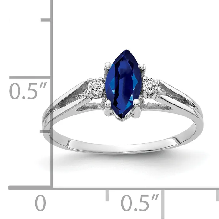 Rings Goldia Solid 14k White Gold 8x4mm Marquise Simulated Sapphire AAA CZ Ring