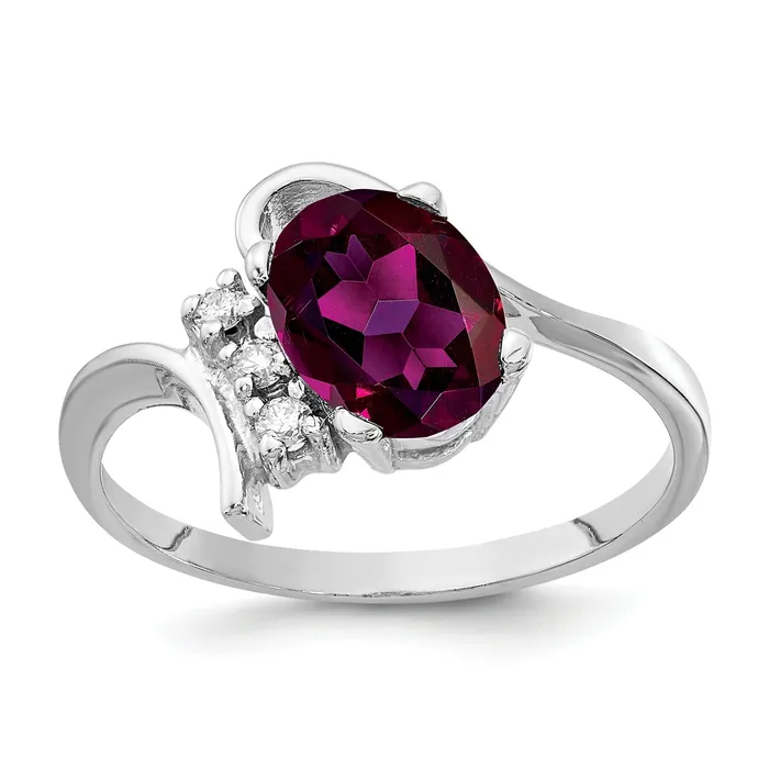 Rings Goldia Solid 14k White Gold 8x6mm Oval Rhodolite Simulated Garnet VS CZ Ring Rings Goldia Solid 14k White Gold 8x6mm Oval Rhodolite Simulated Garnet VS CZ Ring