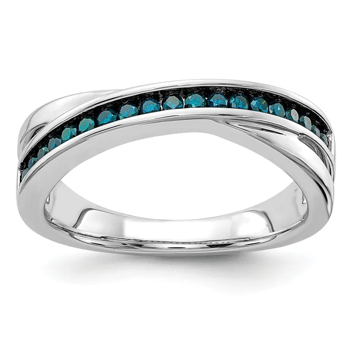 Rings Goldia Solid 14k White Gold Channelset Blue Simulated CZ Ring