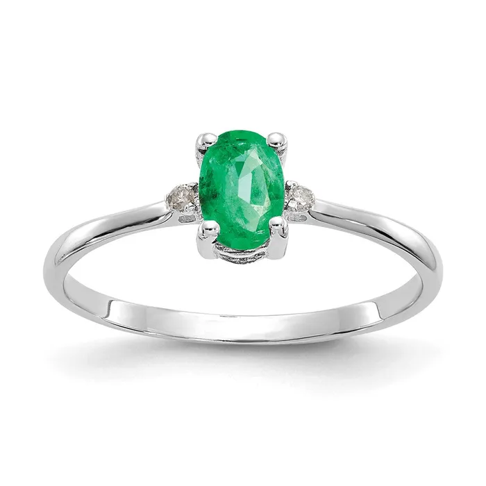 Rings Goldia Solid 14k White Gold Simulated CZ Emerald Birthstone Ring
