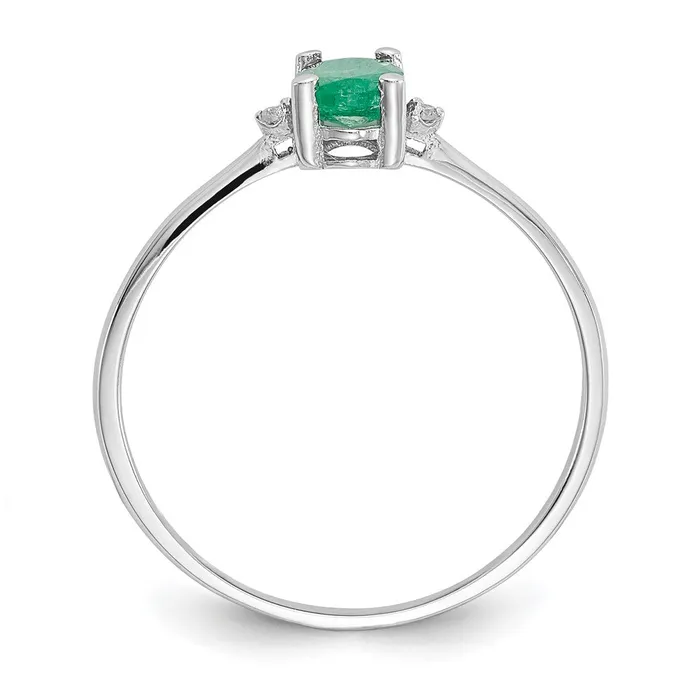 Rings Goldia Solid 14k White Gold Simulated CZ Emerald Birthstone Ring
