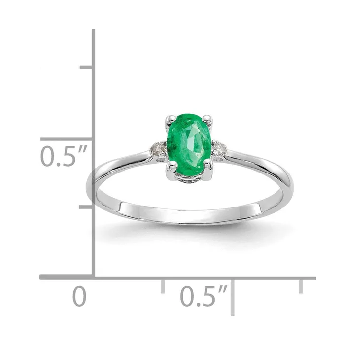 Rings Goldia Solid 14k White Gold Simulated CZ Emerald Birthstone Ring