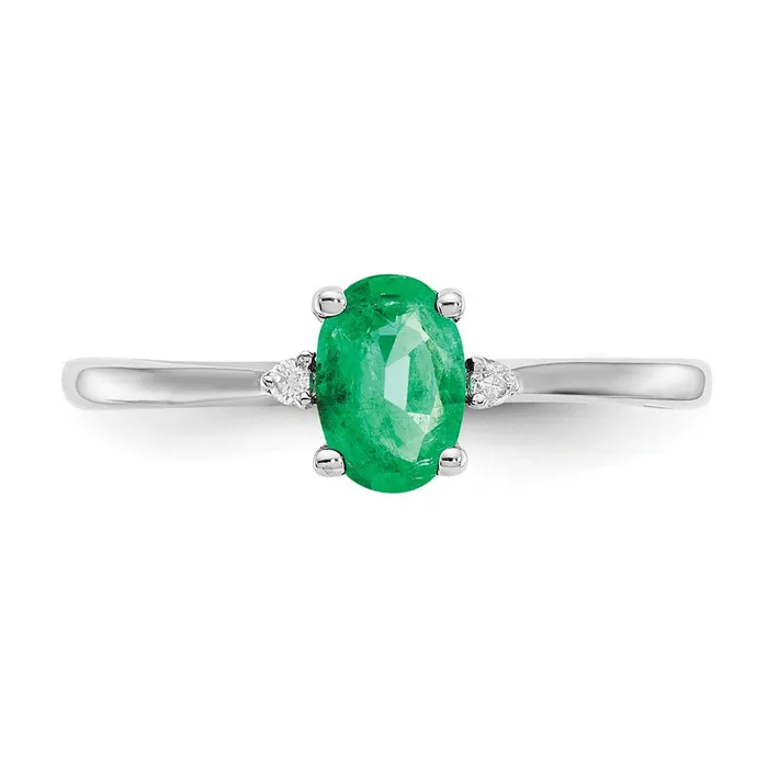 Rings Goldia Solid 14k White Gold Simulated CZ Emerald Birthstone Ring