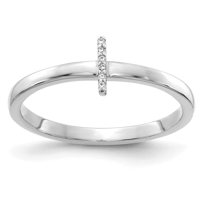 Rings Goldia Solid 14k White Gold Simulated CZ Initial I Ring
