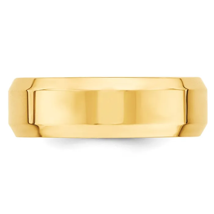Rings Goldia Solid 14K Yellow Gold 7mm Bevel Edge Comfort Fit MensWomens Wedding Band Ring Size 105 Rings Goldia Solid 14K Yellow Gold 7mm Bevel Edge Comfort Fit MensWomens Wedding Band Ring Size 105