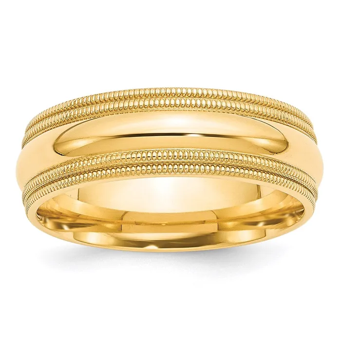 Rings Goldia Solid 14K Yellow Gold 7mm Double Milgrain Comfort Fit MensWomens Wedding Band Ring Size 8 Rings Goldia Solid 14K Yellow Gold 7mm Double Milgrain Comfort Fit MensWomens Wedding Band Ring Size 8