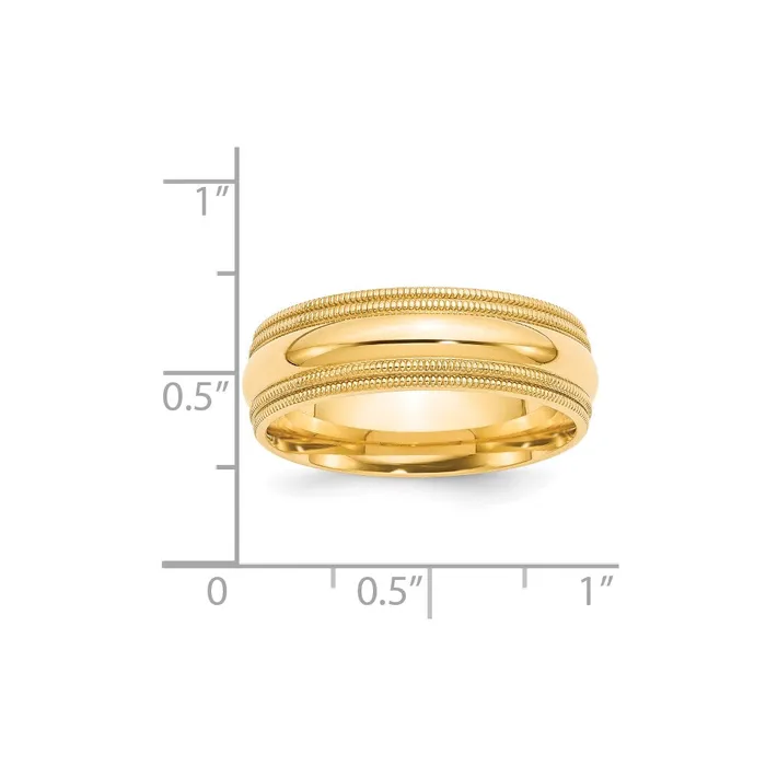 Rings Goldia Solid 14K Yellow Gold 7mm Double Milgrain Comfort Fit MensWomens Wedding Band Ring Size 8 Rings Goldia Solid 14K Yellow Gold 7mm Double Milgrain Comfort Fit MensWomens Wedding Band Ring Size 8