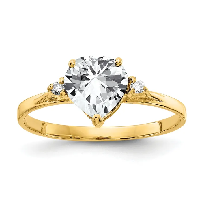 Rings Goldia Solid 14k Yellow Gold 7mm Heart Cubic Zirconia AAA Simulated CZ Ring Rings Goldia Solid 14k Yellow Gold 7mm Heart Cubic Zirconia AAA Simulated CZ Ring