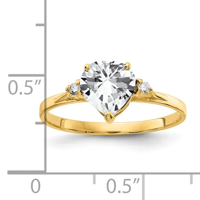 Rings Goldia Solid 14k Yellow Gold 7mm Heart Cubic Zirconia AAA Simulated CZ Ring