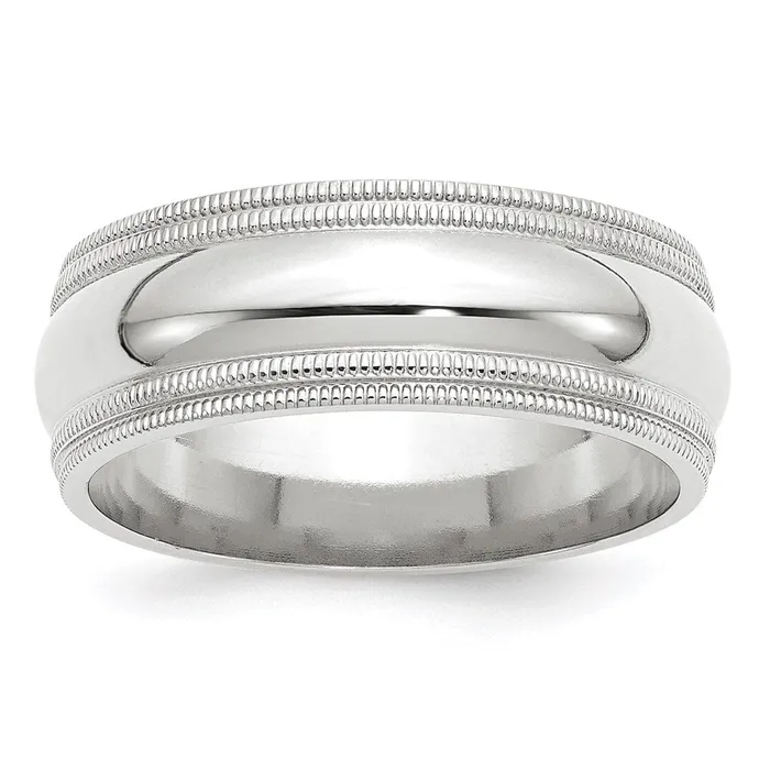 Rings Goldia Solid 18K White Gold 8mm Double Milgrain Comfort Fit MensWomens Wedding Band Ring Size 85 Rings Goldia Solid 18K White Gold 8mm Double Milgrain Comfort Fit MensWomens Wedding Band Ring Size 85