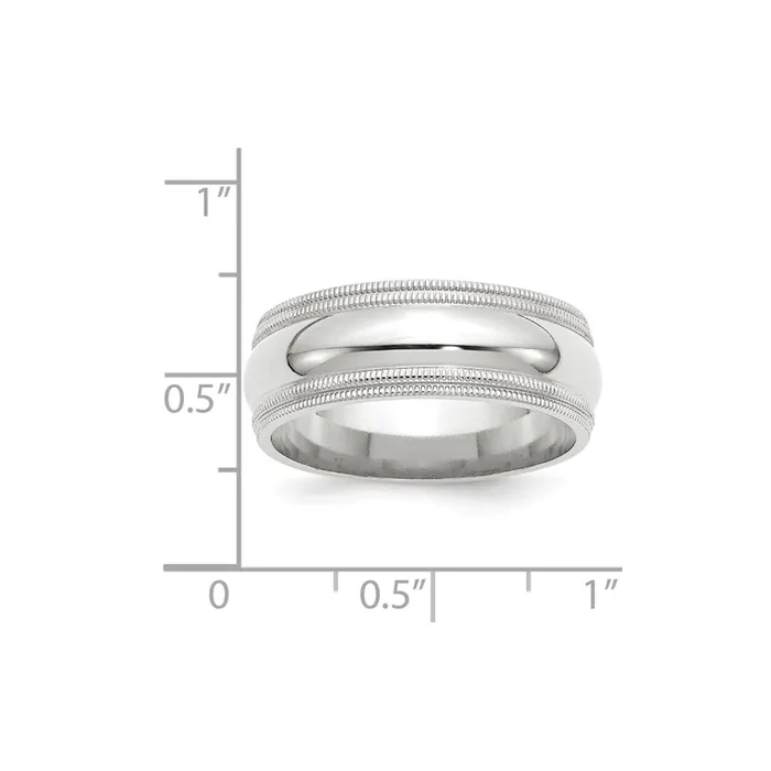 Rings Goldia Solid 18K White Gold 8mm Double Milgrain Comfort Fit MensWomens Wedding Band Ring Size 85 Rings Goldia Solid 18K White Gold 8mm Double Milgrain Comfort Fit MensWomens Wedding Band Ring Size 85