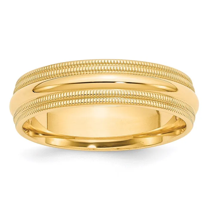 Rings Goldia Solid 18K Yellow Gold 6mm Double Milgrain Comfort Fit MensWomens Wedding Band Ring Size 45 Rings Goldia Solid 18K Yellow Gold 6mm Double Milgrain Comfort Fit MensWomens Wedding Band Ring Size 45