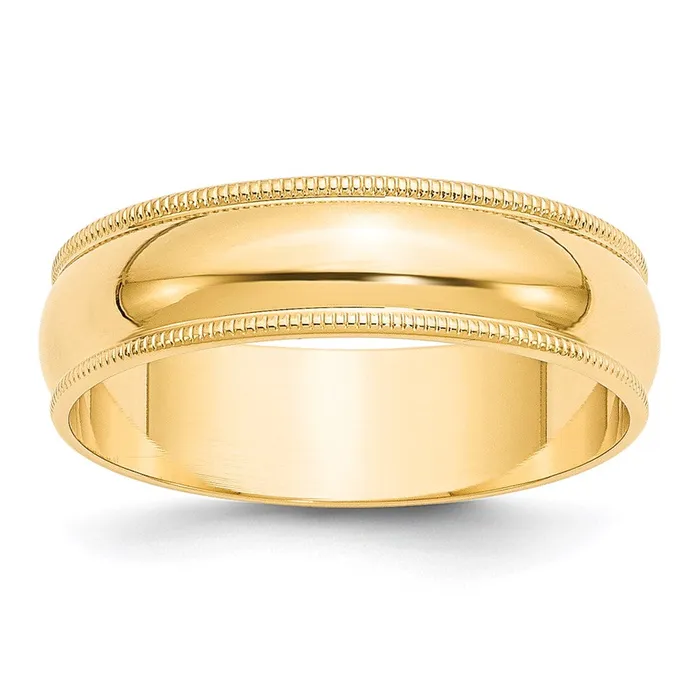 Rings Goldia Solid 18K Yellow Gold 6mm Light Weight Milgrain Half Round MensWomens Wedding Band Ring Size 65 Rings Goldia Solid 18K Yellow Gold 6mm Light Weight Milgrain Half Round MensWomens Wedding Band Ring Size 65