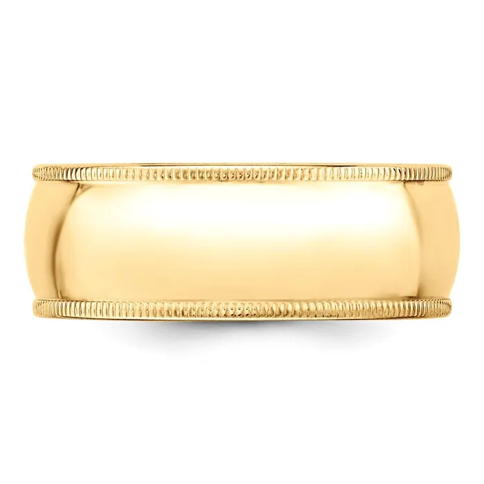 Rings Goldia Solid 18K Yellow Gold 8mm Milgrain Half Round MensWomens Wedding Band Ring Size 5 Rings Goldia Solid 18K Yellow Gold 8mm Milgrain Half Round MensWomens Wedding Band Ring Size 5