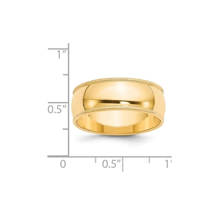 Rings Goldia Solid 18K Yellow Gold 8mm Milgrain Half Round MensWomens Wedding Band Ring Size 5 Rings Goldia Solid 18K Yellow Gold 8mm Milgrain Half Round MensWomens Wedding Band Ring Size 5