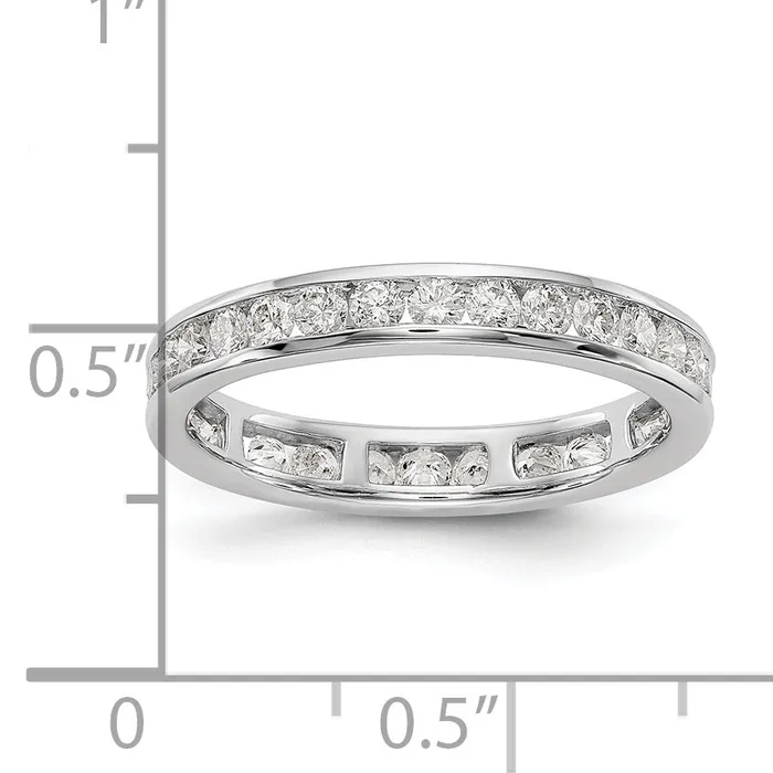 Rings Goldia Solid Real 14k White Gold Polished 1ct Channel Set CZ Eternity Wedding Band Ring