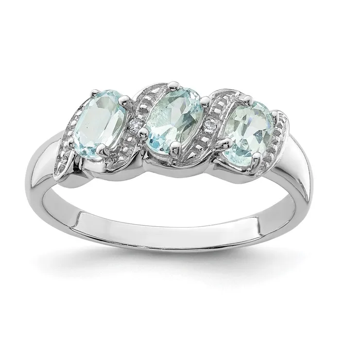 Rings Goldia Sterling Silver Rhodium Aqua u0026 Diamond Ring