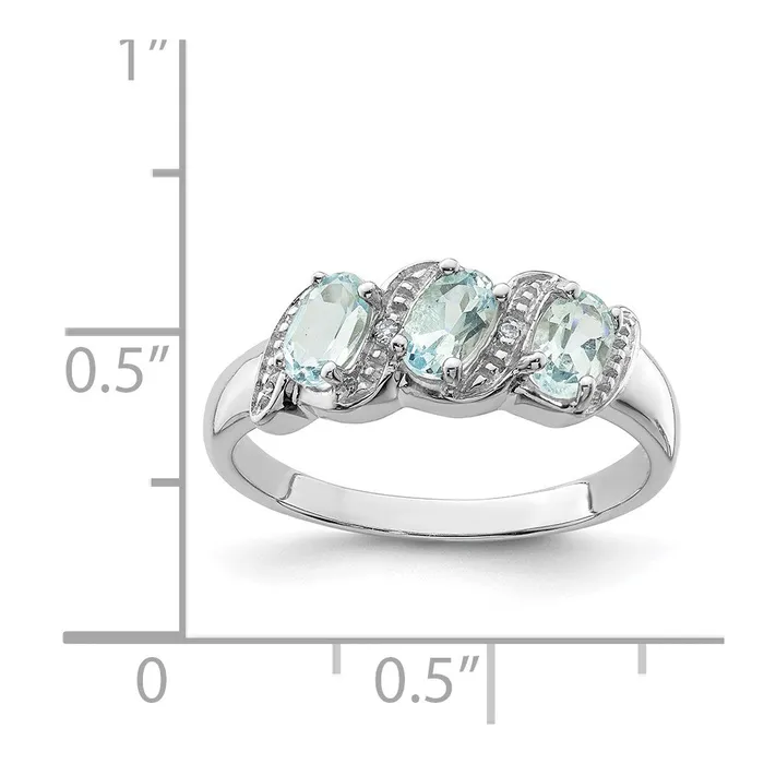 Rings Goldia Sterling Silver Rhodium Aqua u0026 Diamond Ring
