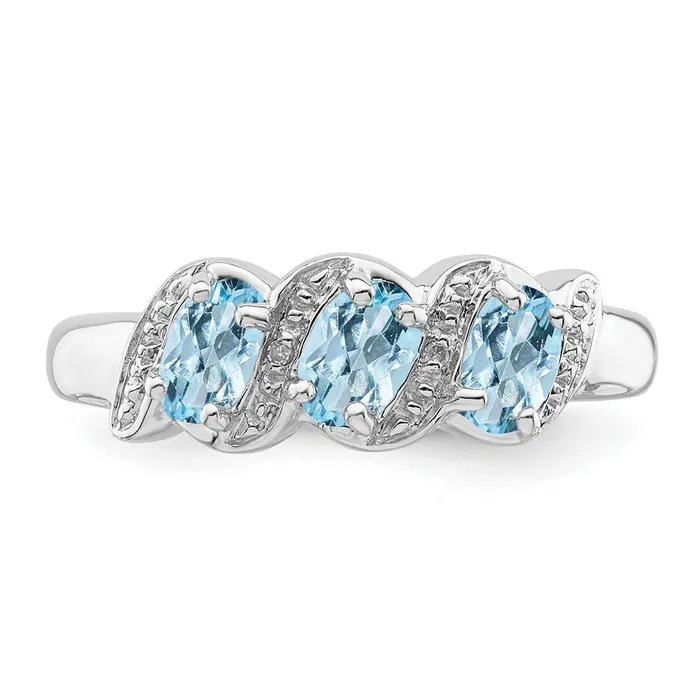 Rings Goldia Sterling Silver Rhodium Aqua u0026 Diamond Ring
