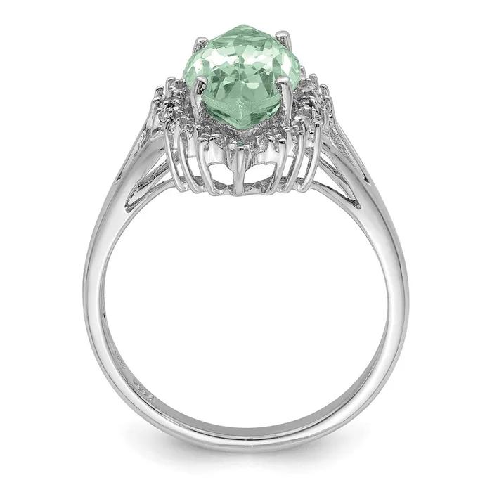 Rings Goldia Sterling Silver Rhodium Green Quartz Diamond Ring