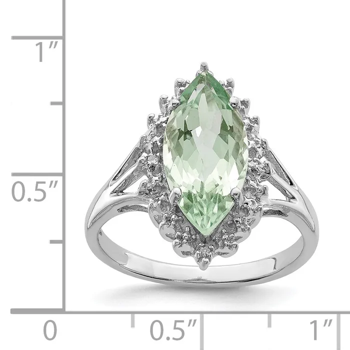 Rings Goldia Sterling Silver Rhodium Green Quartz Diamond Ring