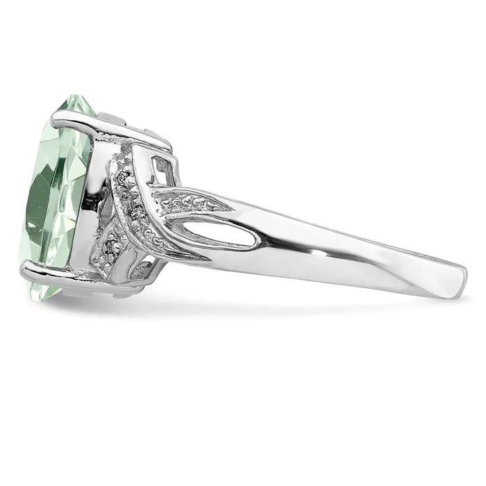 Rings Goldia Sterling Silver Rhodium Green Quartz Diamond Ring