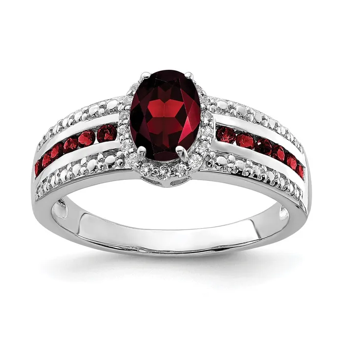 Rings Goldia Sterling Silver Rhodiumplated Garnet and White Topaz Ring