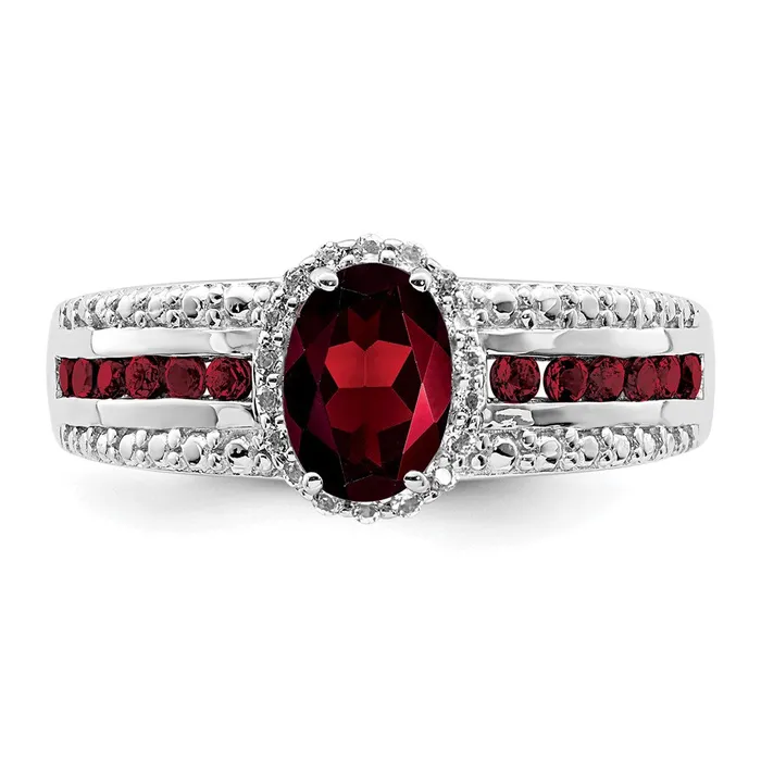 Rings Goldia Sterling Silver Rhodiumplated Garnet and White Topaz Ring