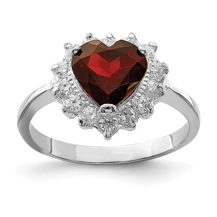 Rings Goldia Sterling Silver Rhodiumplated Garnet u0026 CZ Ring