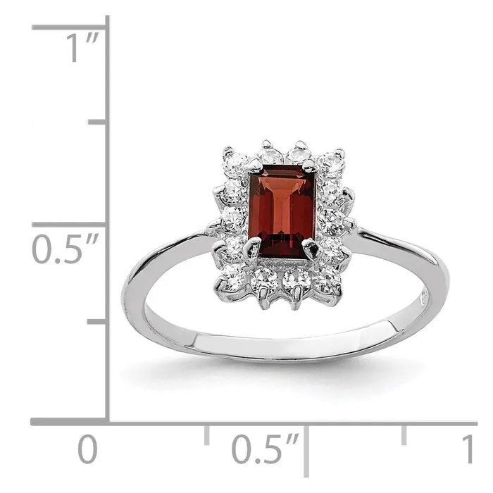 Rings Goldia Sterling Silver Rhodiumplated Garnet u0026 CZ Ring
