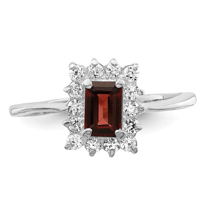 Rings Goldia Sterling Silver Rhodiumplated Garnet u0026 CZ Ring