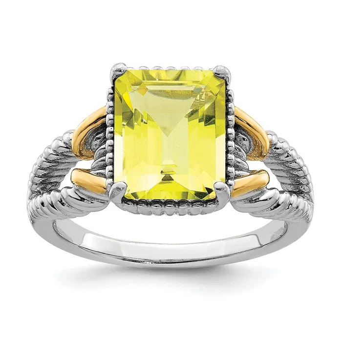 Rings Goldia Sterling Silver Rhodium w Flash Goldplate Lemon Quartz Ring