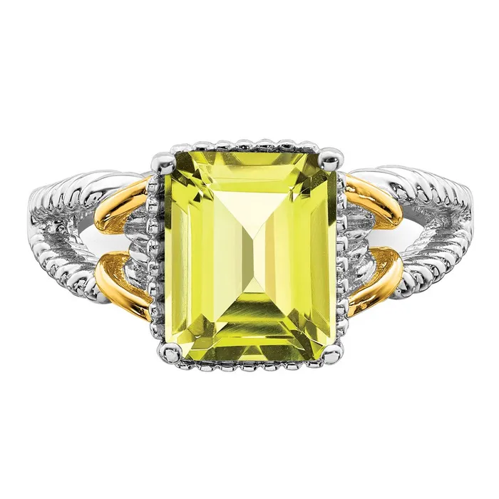 Rings Goldia Sterling Silver Rhodium w Flash Goldplate Lemon Quartz Ring