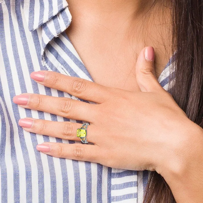 Rings Goldia Sterling Silver Rhodium w Flash Goldplate Lemon Quartz Ring