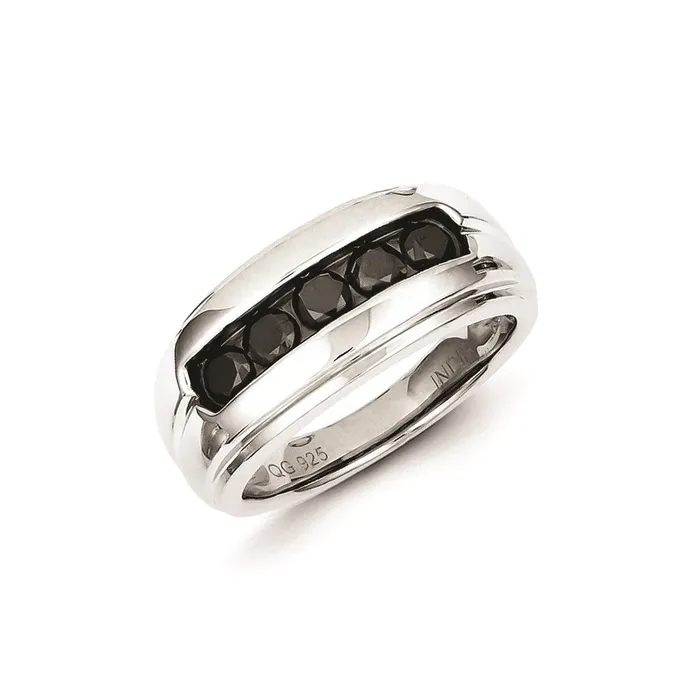 Rings Goldia Sterling Silver u0026 Five Black Diamond Mens Ring