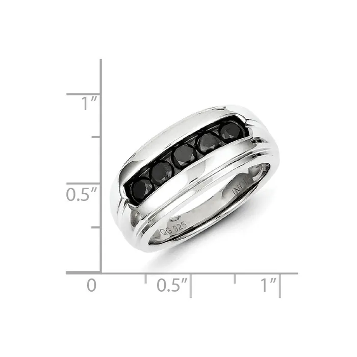 Rings Goldia Sterling Silver u0026 Five Black Diamond Mens Ring