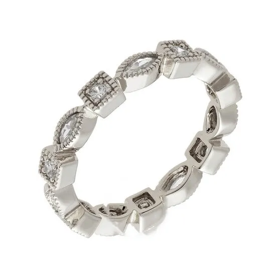 Rings JMS always Original Elegant Confetti Womens 18K White Gold Plated CZ Simulated Diamond Stackable Eternity Ring Rings JMS always Original Elegant Confetti Womens 18K White Gold Plated CZ Simulated Diamond Stackable Eternity Ring