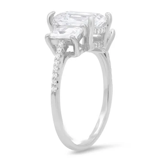 Rings JMS always Original Kylie Harper Sterling Silver 3Stone Emeraldcut Cubic Zirconia CZ Ring Rings JMS always Original Kylie Harper Sterling Silver 3Stone Emeraldcut Cubic Zirconia CZ Ring