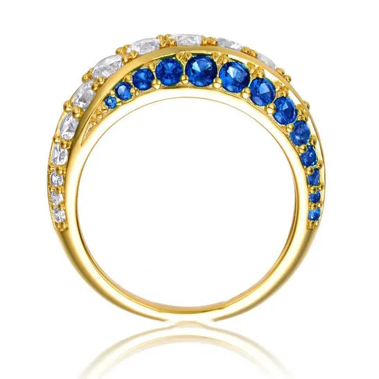 Rings JMS always Original Rachel Glauber Sterling Silver 14K Gold Plated and Sapphire Cubic Zirconia Coctail Ring Rings JMS always Original Rachel Glauber Sterling Silver 14K Gold Plated and Sapphire Cubic Zirconia Coctail Ring