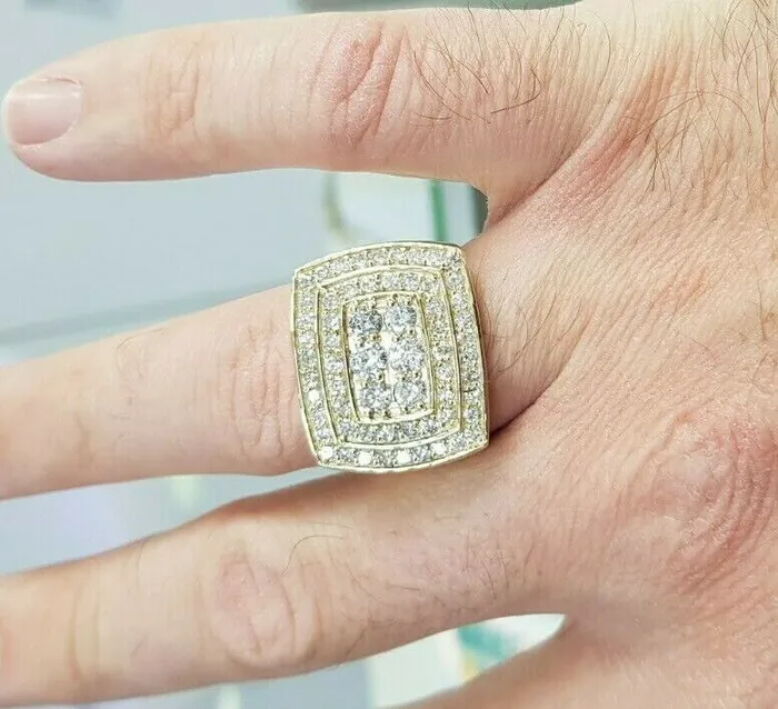 Rings Mens 3 CT Diamond Double Cushion Frame Ring in 10 Yellow Gold Goldiacom Rings Mens 3 CT Diamond Double Cushion Frame Ring in 10 Yellow Gold Goldiacom