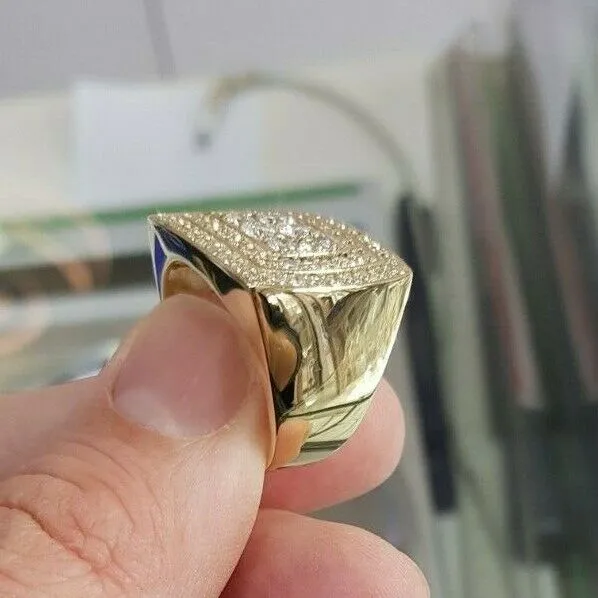 Rings Mens 3 CT Diamond Double Cushion Frame Ring in 10 Yellow Gold Goldiacom
