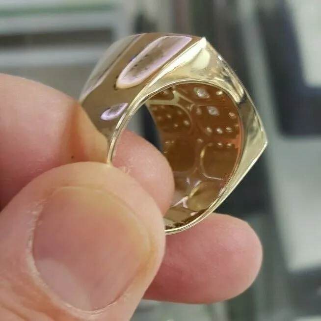 Rings Mens 3 CT Diamond Double Cushion Frame Ring in 10 Yellow Gold Goldiacom