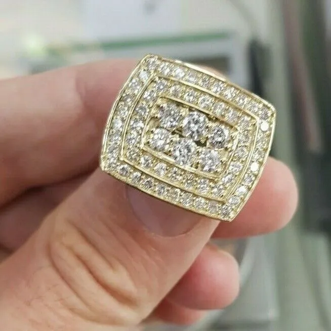Rings Mens 3 CT Diamond Double Cushion Frame Ring in 10 Yellow Gold Goldiacom