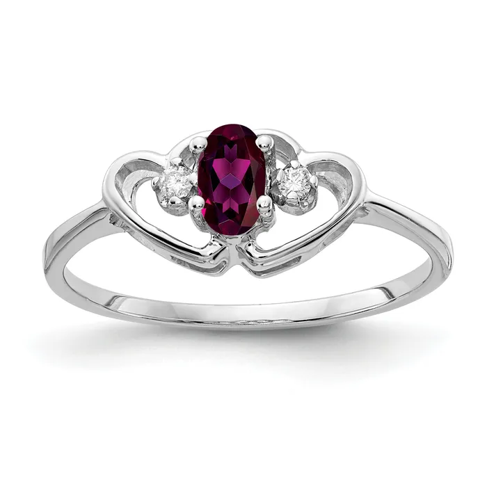 Rings Solid 14k White Gold 5x3mm Oval Rhodolite Simulated Garnet A CZ Ring Goldia Rings Solid 14k White Gold 5x3mm Oval Rhodolite Simulated Garnet A CZ Ring Goldia