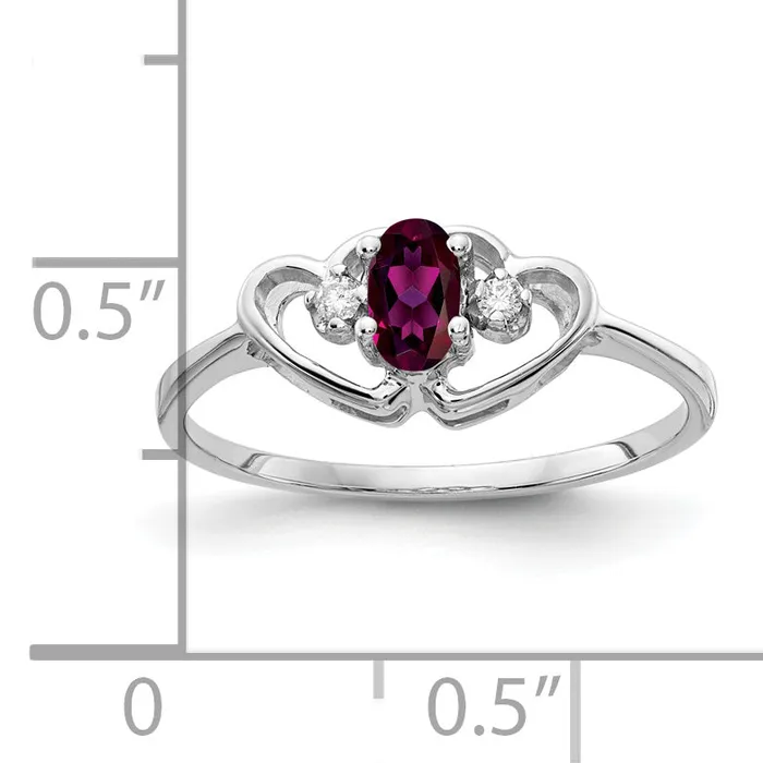 Rings Solid 14k White Gold 5x3mm Oval Rhodolite Simulated Garnet A CZ Ring Goldia