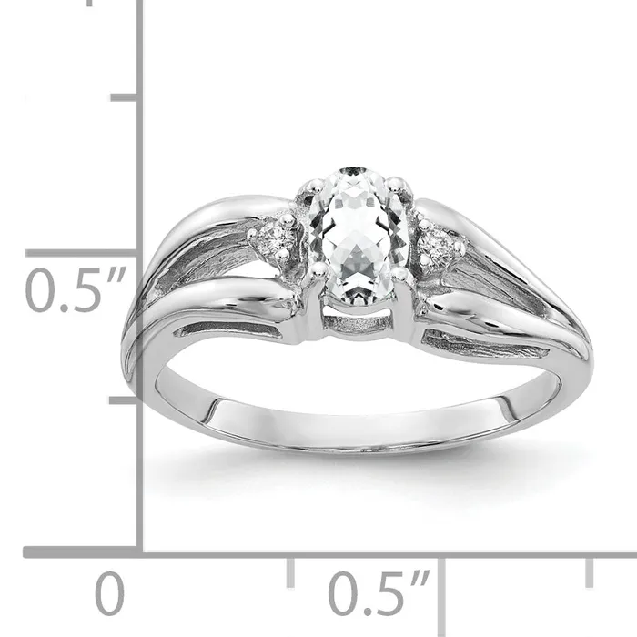 Rings Solid 14k White Gold 6x4mm Oval Cubic Zirconia AA Simulated CZ Ring Goldia