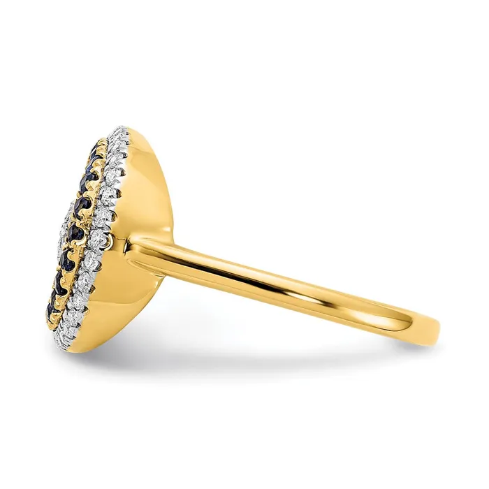Rings Solid 14k Yellow Gold Polished Simulated Sapphire and CZ Moon wStar Ring Goldia